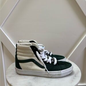 Vans High-Top Sneakers in Cream and Green